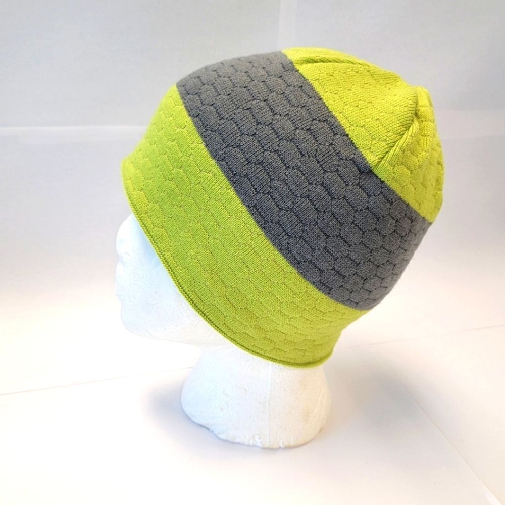 Pugs Fleece Lined Neon and Gray Pull On Beanie Hat